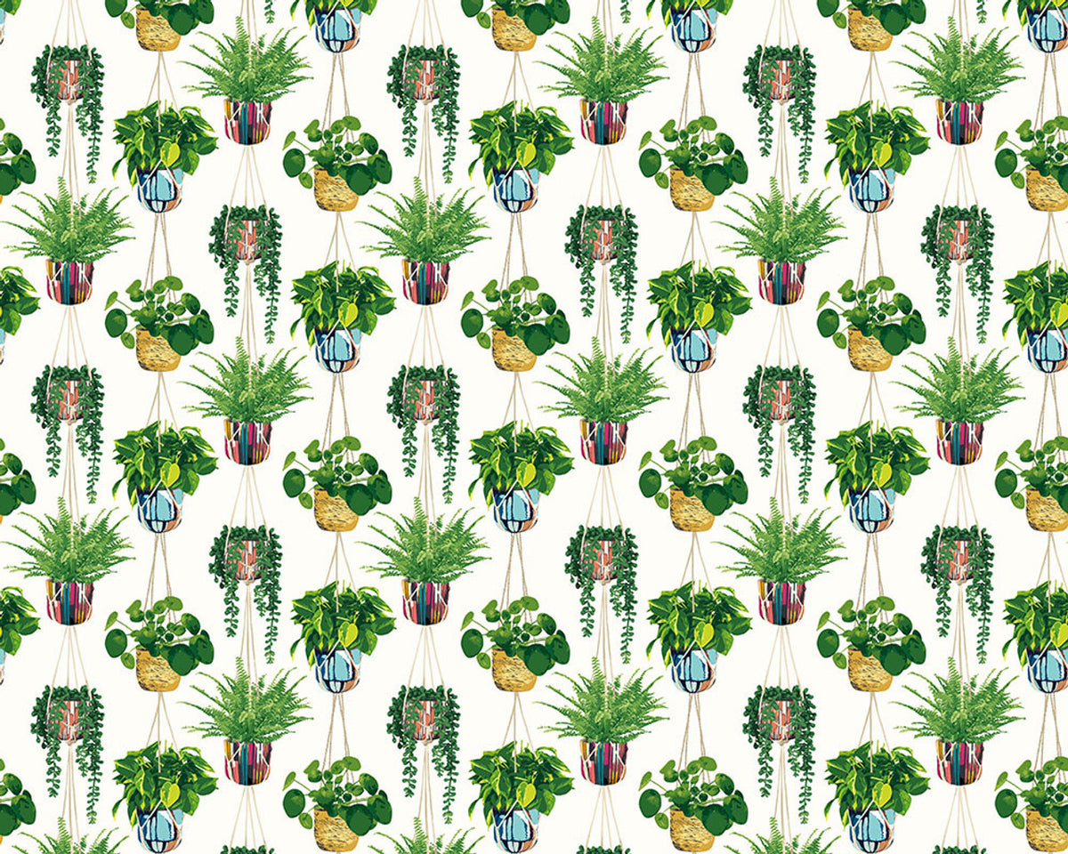 Houseplant Wallpaper - Green/Ivory