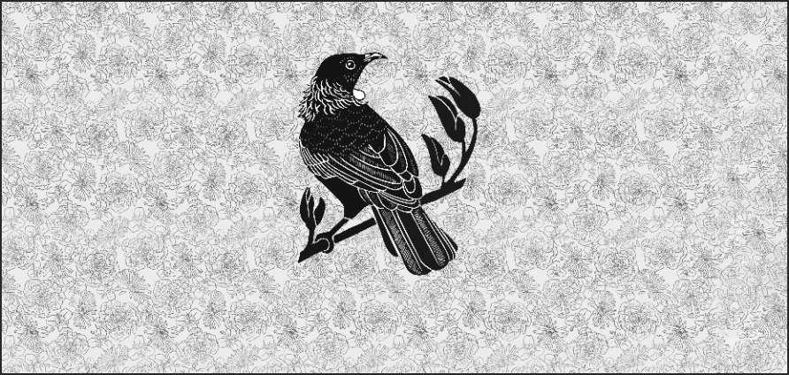 NZ Bird Series - Kawakawa Fantail - Custom Sized Wallpaper Mural (per m2)