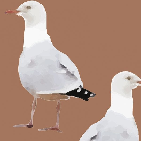 Sample – Two's Company Seagull Wallpaper - Burnt Apricot