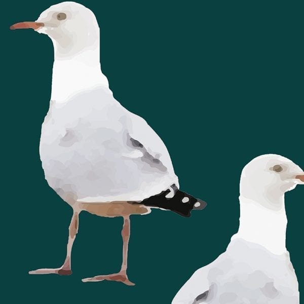 Sample – Two's Company Seagull Wallpaper - Jade Jewel