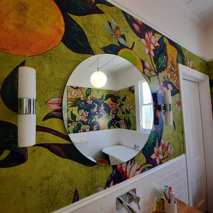 Grapefruit Mural - Green/Yellow - Custom Sized Wallpaper Mural (per m2)
