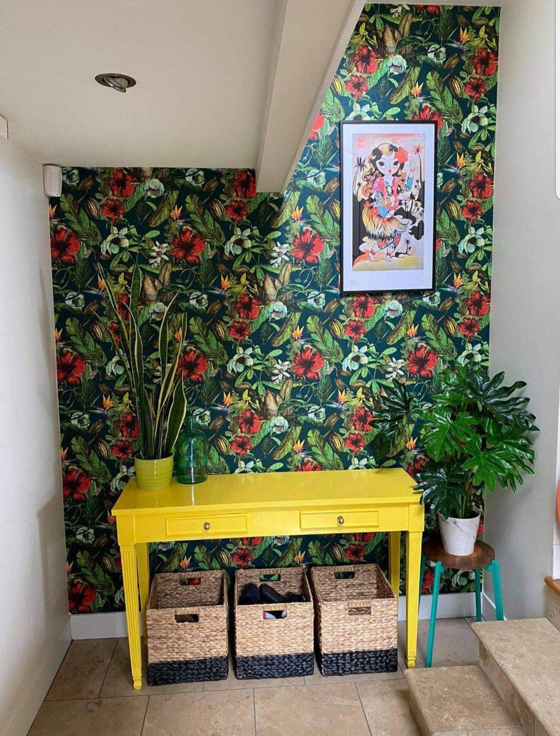 Graphic Floral Wallpaper - Tropical Green