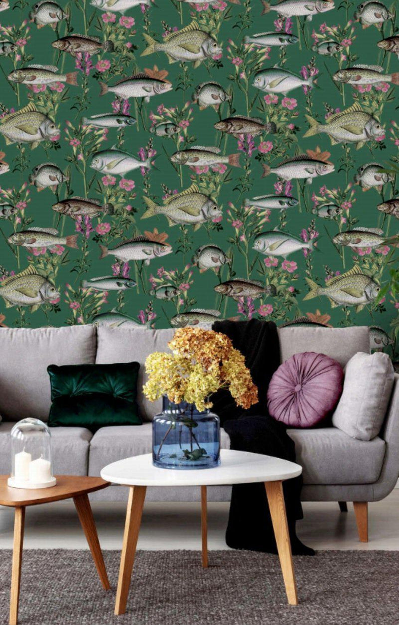 Lagoon Fish Wallpaper - Green