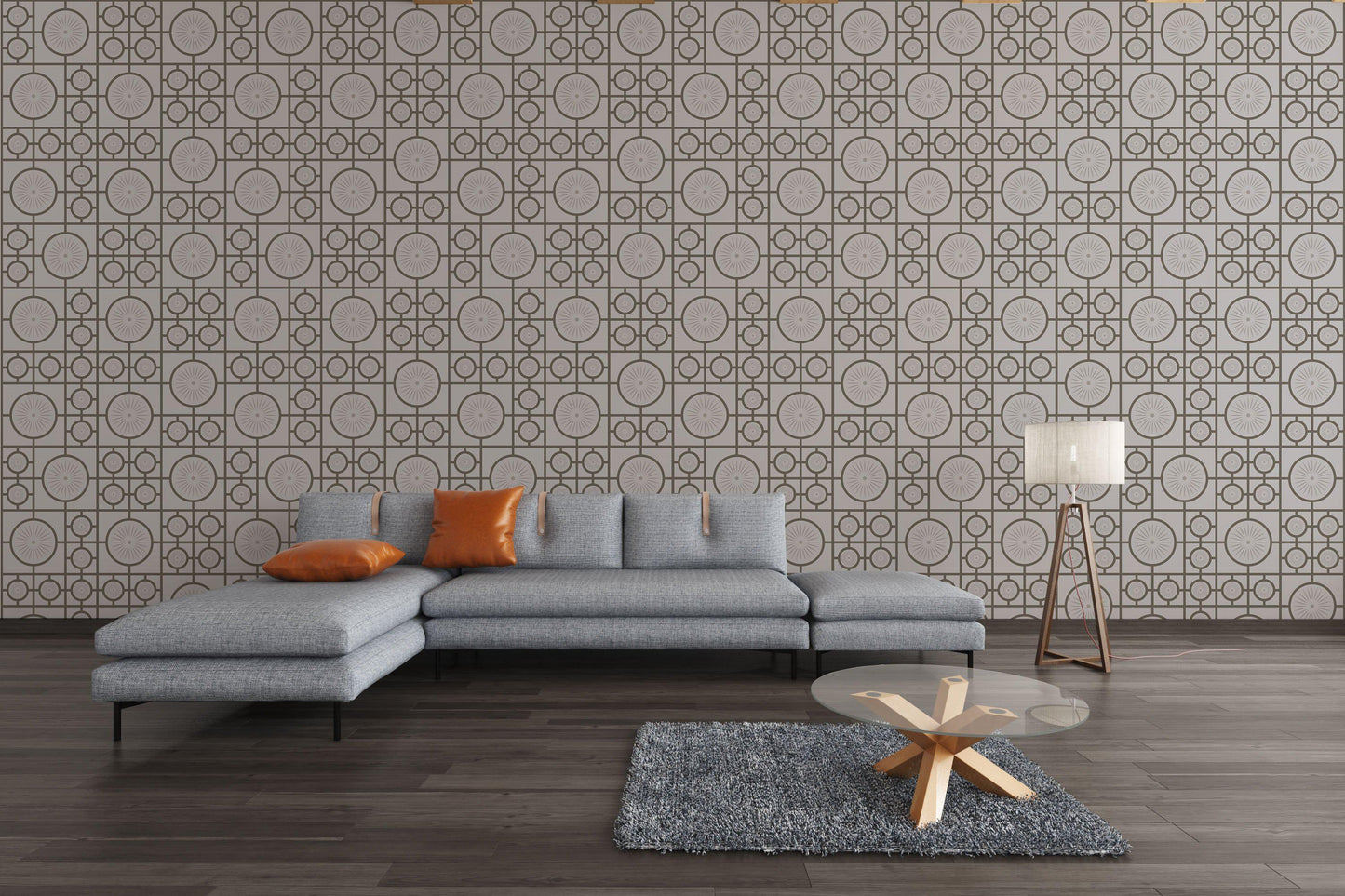 Retro Lino Wallpaper - Grey - Thick Lines