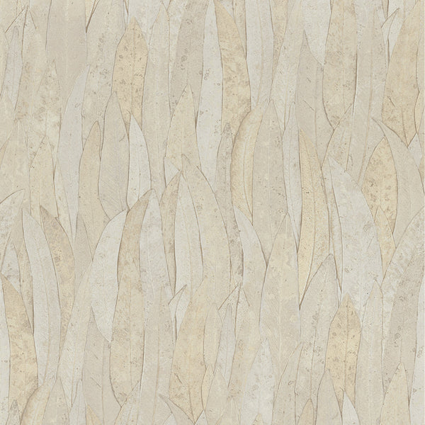 Sample - Neluwa Textured Leaves Wallpaper - Grey
