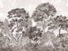 Boulevard Watercolour Tree - White + Grey - Custom Sized Wallpaper Mural (per m2)