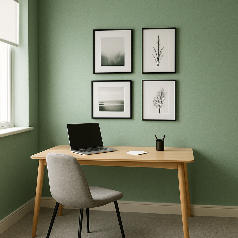 Uni Natte Wallpaper - Vert Sauge
