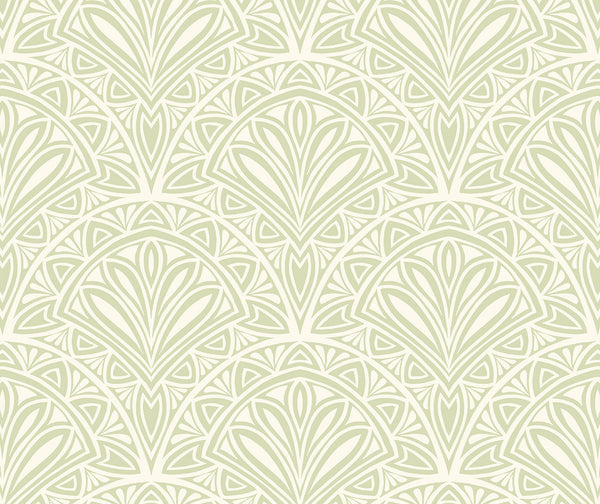 Sample - Deco Fan Wallpaper - Green