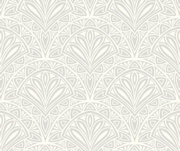 Sample - Deco Fan Wallpaper - Grey