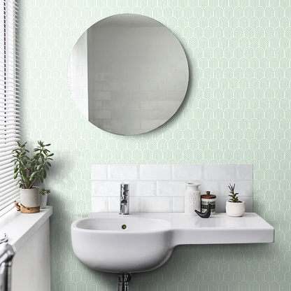 Retro Arch Wallpaper - Mint Green