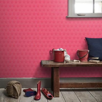 Retro Arch Wallpaper - Bright Pink