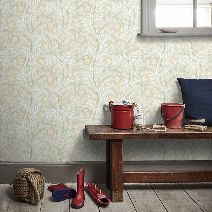 Rosehip Trail Wallpaper - Ohpopsi - Sage Green