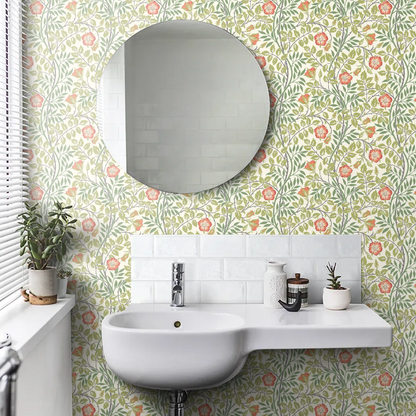 Rosehip Trail Wallpaper - Ohpopsi - Coral Pink