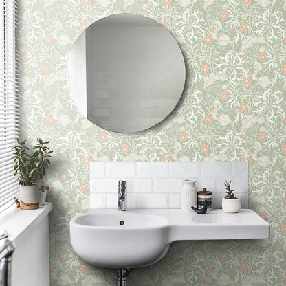 Seaweed Garden Wallpaper - Ohpopsi - Sage/Apricot