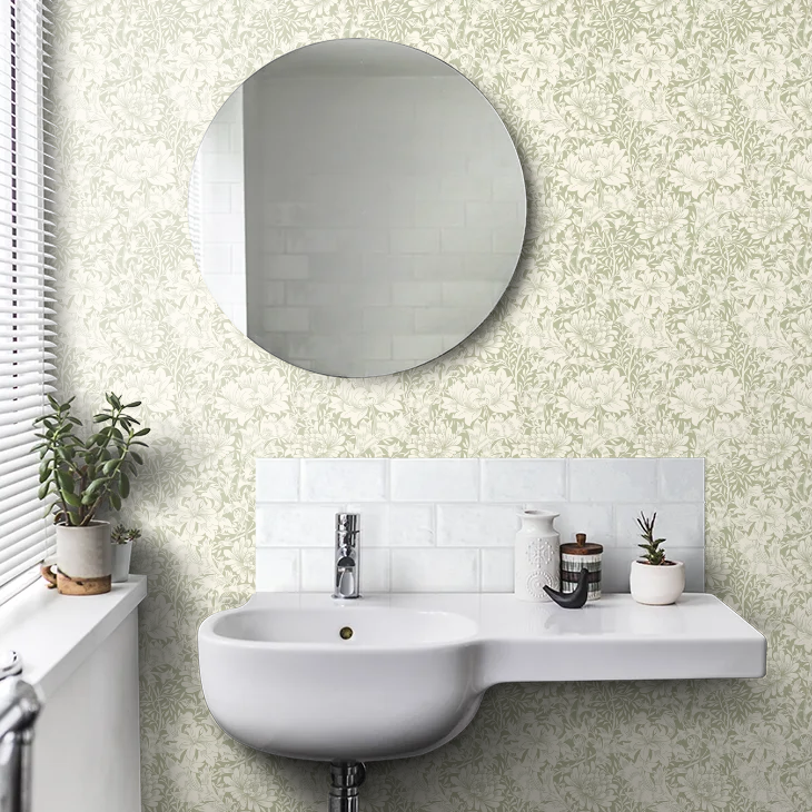 Chrysanthemum - Eden by Morris Wallpaper - Sage Green