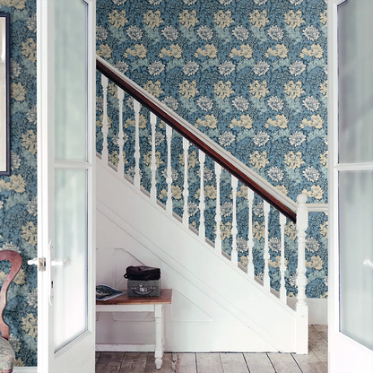 Chrysanthemum - Eden by Morris Wallpaper - Navy Mix