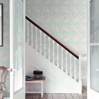 Chrysanthemum - Eden by Morris Wallpaper - Duck Egg Blue