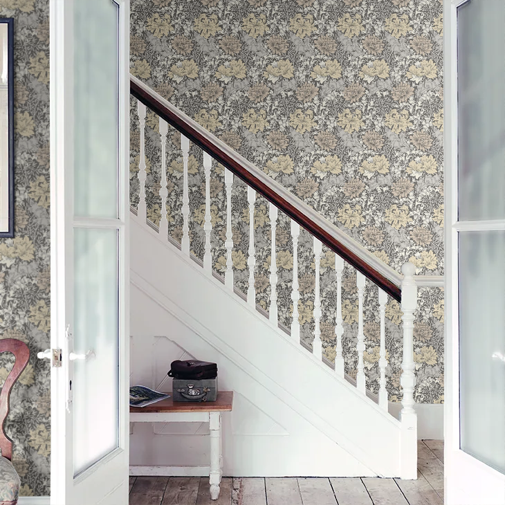 Chrysanthemum - Eden by Morris Wallpaper - Graphite Mix