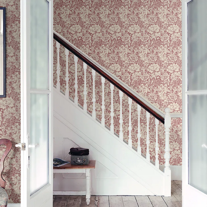 Chrysanthemum - Eden by Morris Wallpaper - Ruby Red