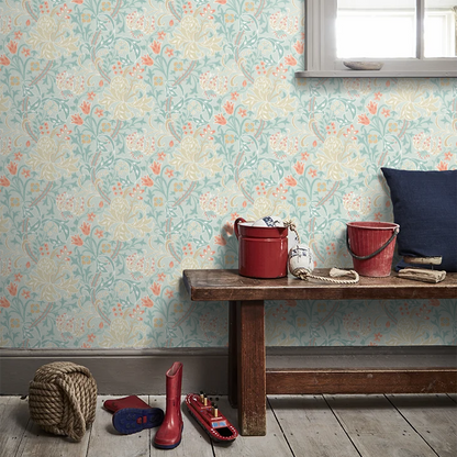 Lily Ogee Wallpaper - Ohpopsi - Duck Egg Blue