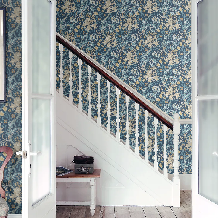Lily Ogee Wallpaper - Ohpopsi - Navy Blue