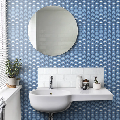 Retro Flower - Blooms Wallpaper - Indigo Mix
