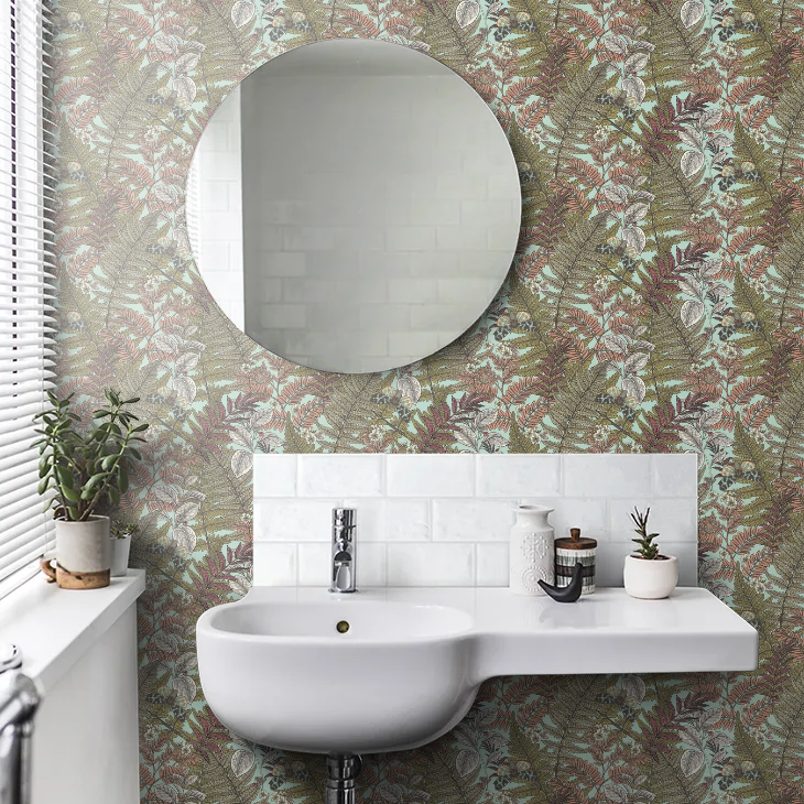 Wild Ferns Wallpaper - Rosehip