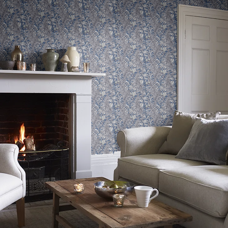 Wild Ferns Wallpaper - Indigo