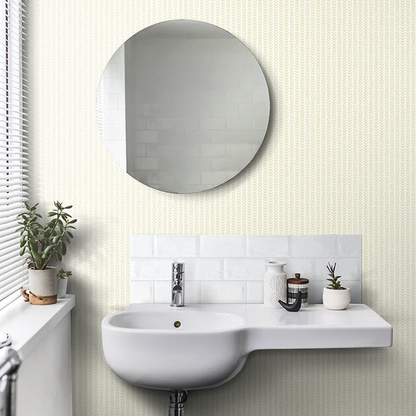 Ditsy Leaf Stripe Wallpaper - Lichen