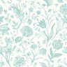 Floral Toile Wallpaper - Duck Egg Blue