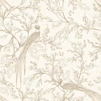 Bird Toile Wallpaper - Stone