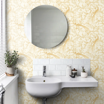 Bird Toile Wallpaper - Honey