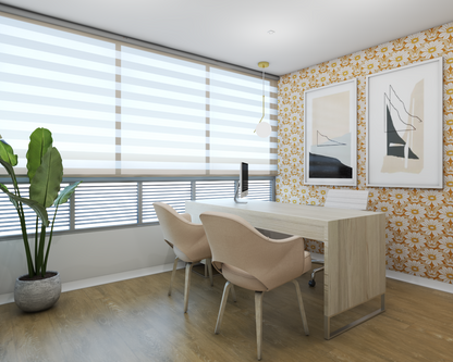 Happy Hippy Floral Wallpaper - Ochre Orange - Custom Mural Wallpaper (per m²)