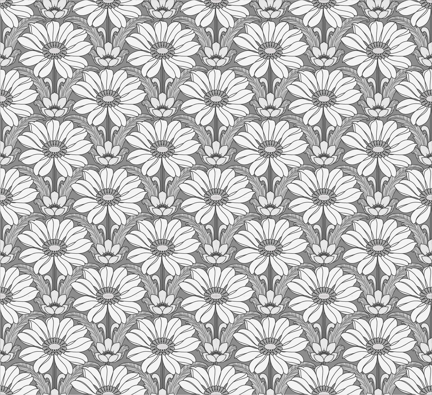 Happy Hippy Floral - Grey - Custom Mural Wallpaper (per m²)