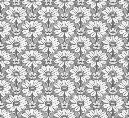 Happy Hippy Floral - Grey - Custom Mural Wallpaper (per m²)