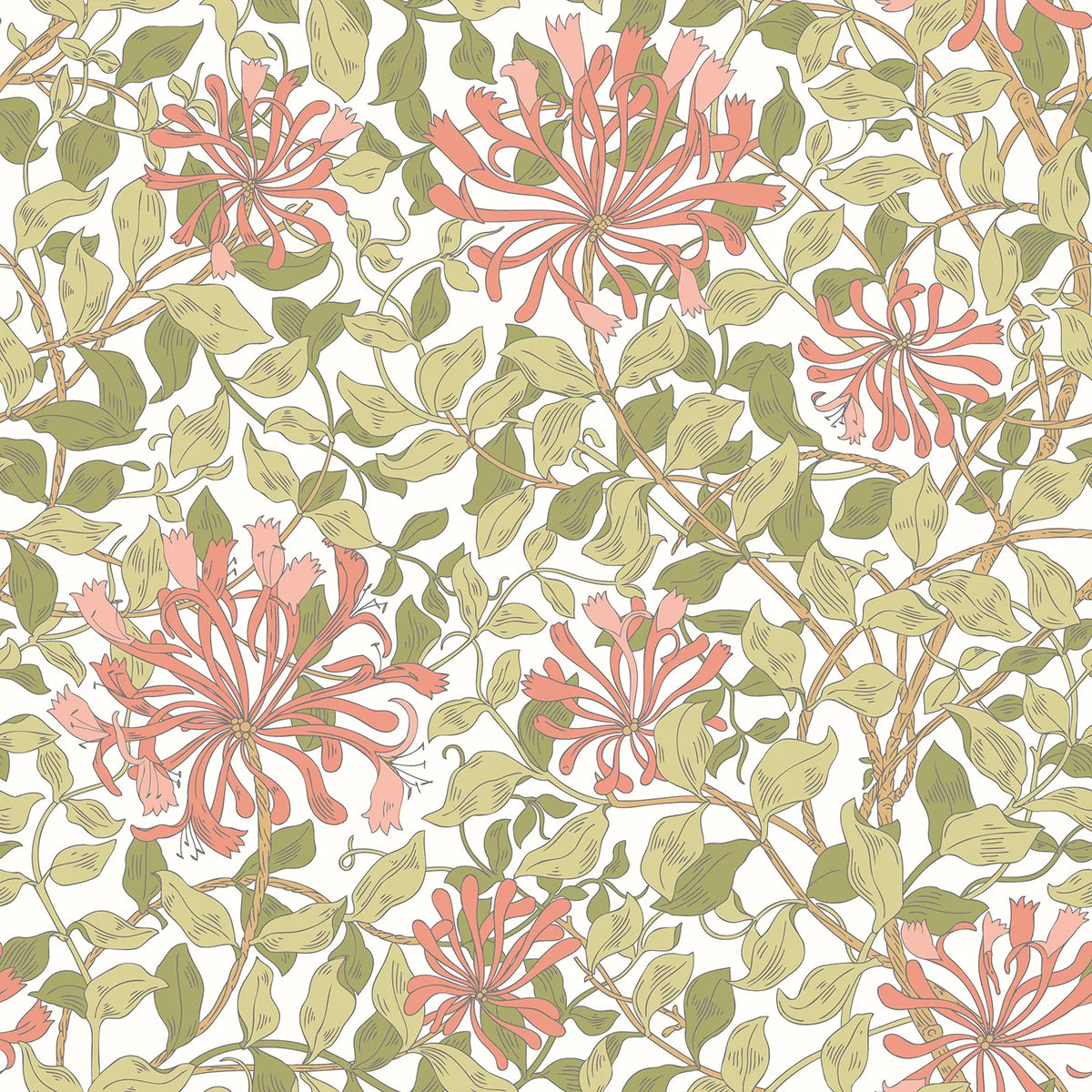 Sample - Honeysuckle Leaf Trail - Ohpopsi - Coral Pink