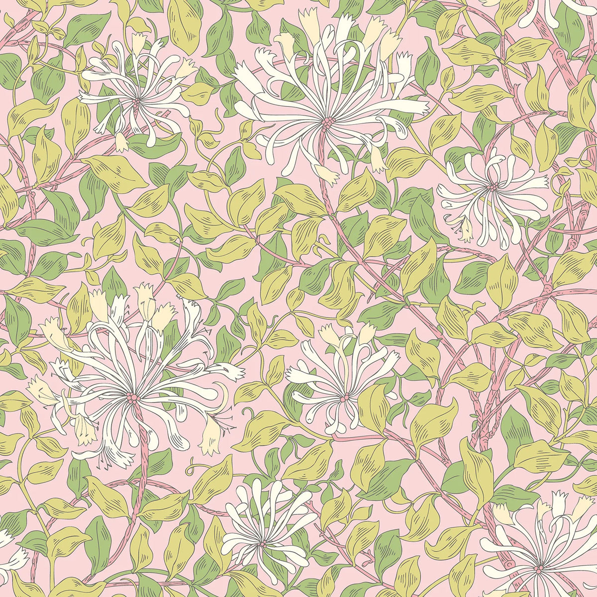 Sample - Honeysuckle Leaf Trail - Ohpopsi - Soft Pink