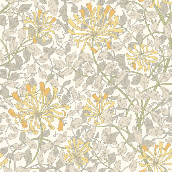 Sample - Honeysuckle Leaf Trail Wallpaper - Ohpopsi - Warm Grey