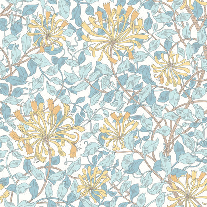 Honeysuckle Leaf Trail Wallpaper - Ohpopsi - Soft Blue