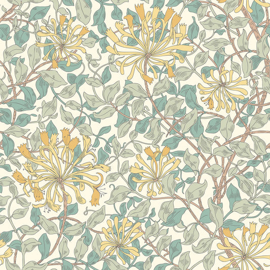 Honeysuckle Leaf Trail Wallpaper - Ohpopsi - Seafoam