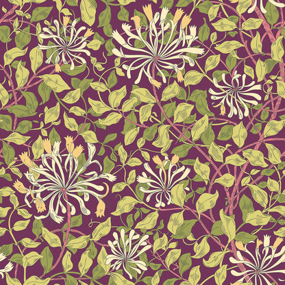 Honeysuckle Leaf Trail Wallpaper - Ohpopsi - Aubergine