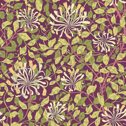 Honeysuckle Leaf Trail Wallpaper - Ohpopsi - Aubergine