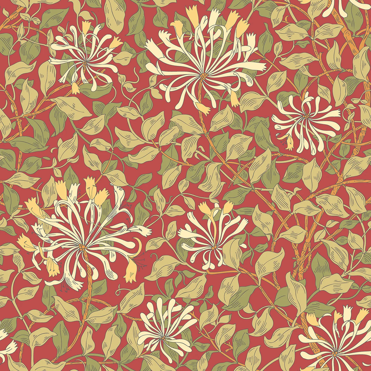 Sample - Honeysuckle Leaf Trail Wallpaper - Ohpopsi - Terracotta