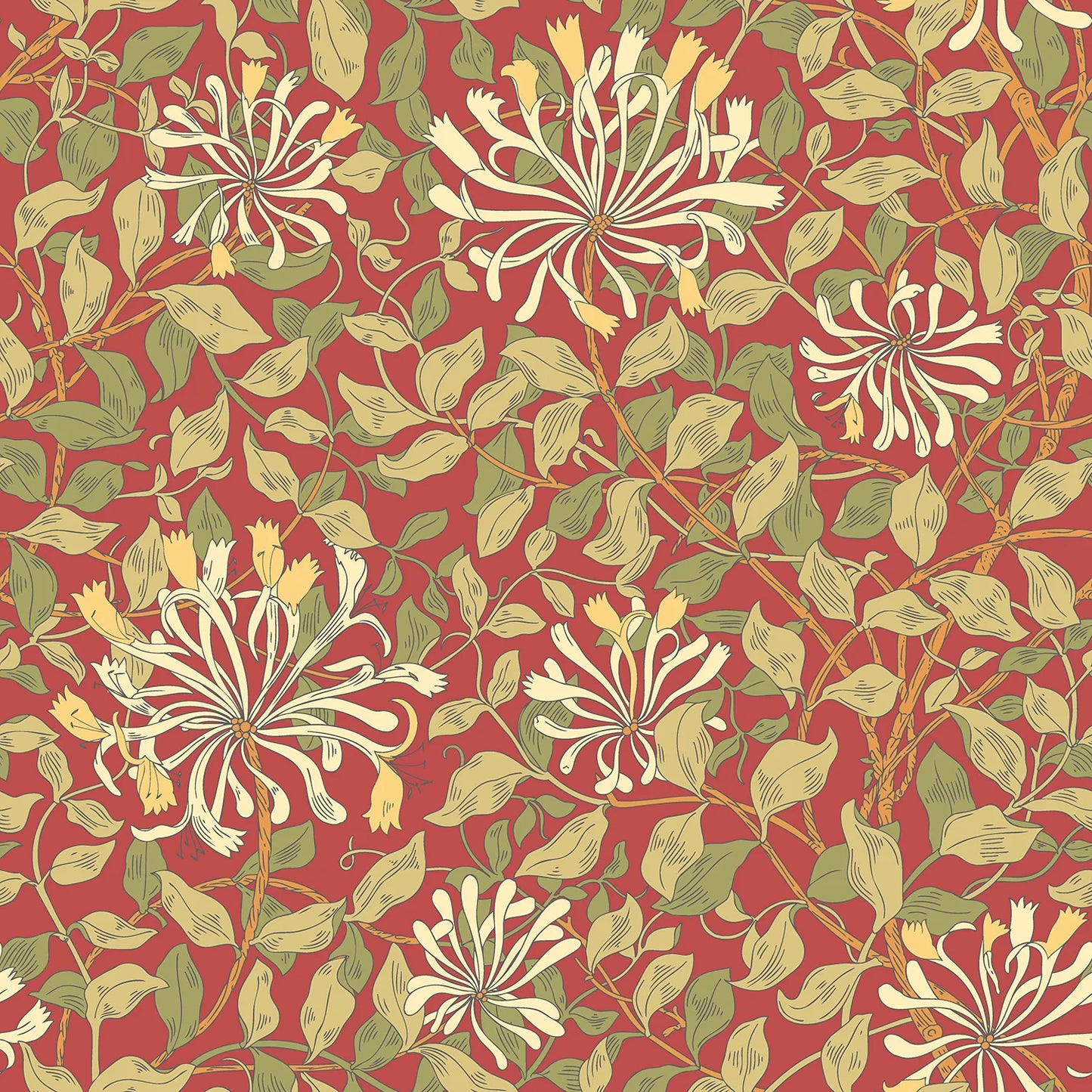 Honeysuckle Leaf Trail Wallpaper - Ohpopsi - Terracotta