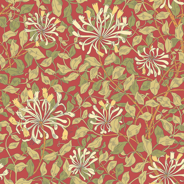 Sample - Honeysuckle Leaf Trail Wallpaper - Ohpopsi - Terracotta
