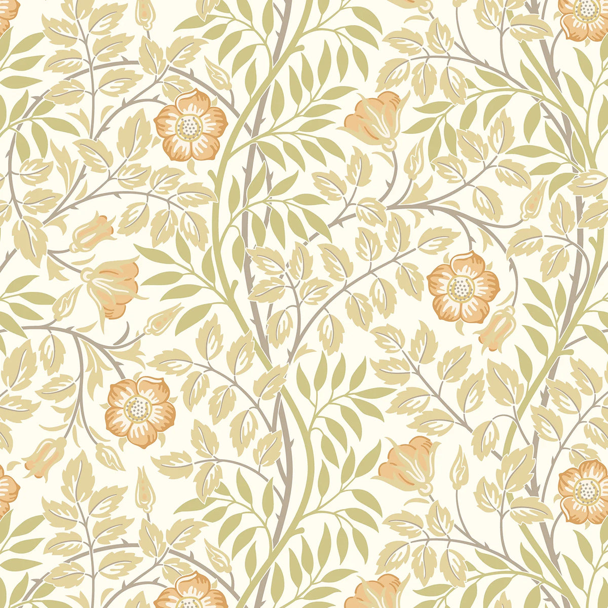 Sample - Rosehip Trail Wallpaper - Ohpopsi - Soft Amber