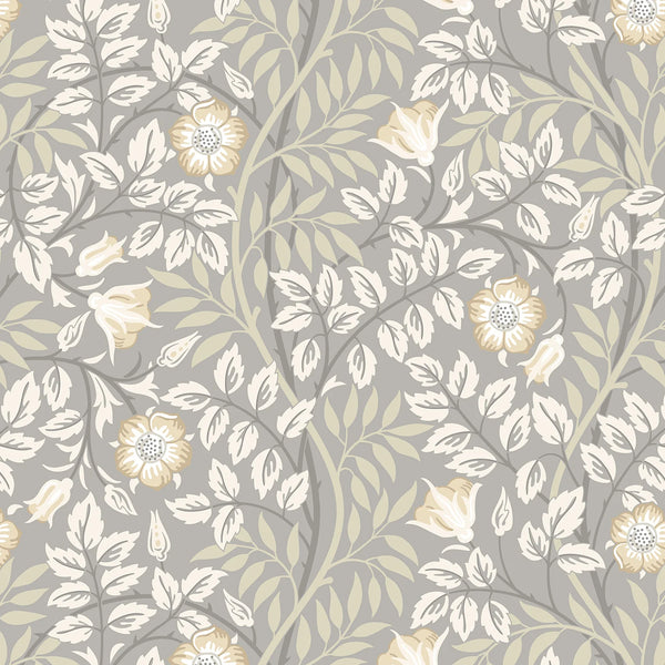 Sample - Rosehip Trail Wallpaper - Ohpopsi - Grey Stone