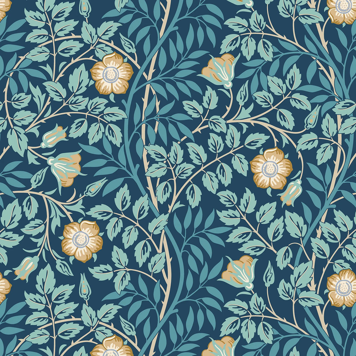 Sample - Rosehip Trail Wallpaper - Ohpopsi - Navy Blue