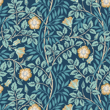 Rosehip Trail Wallpaper - Ohpopsi - Navy Blue