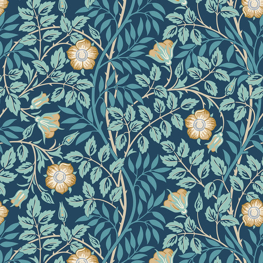 Rosehip Trail Wallpaper - Ohpopsi - Navy Blue